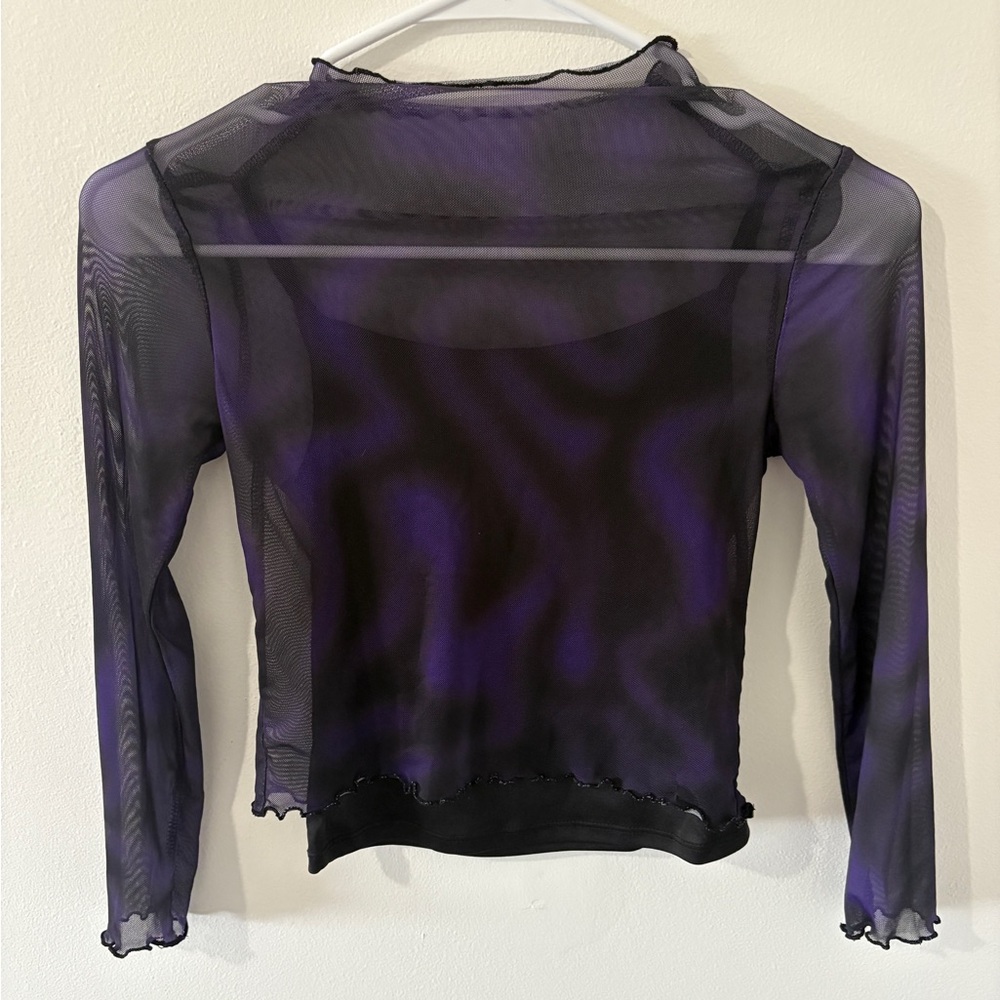H&M Black Sheer Fitted Long Sleeve Blouse